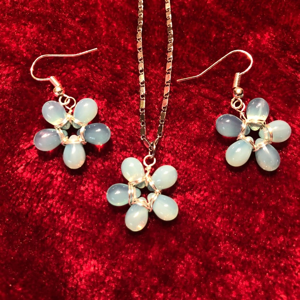 Flower Necklace and Earrings